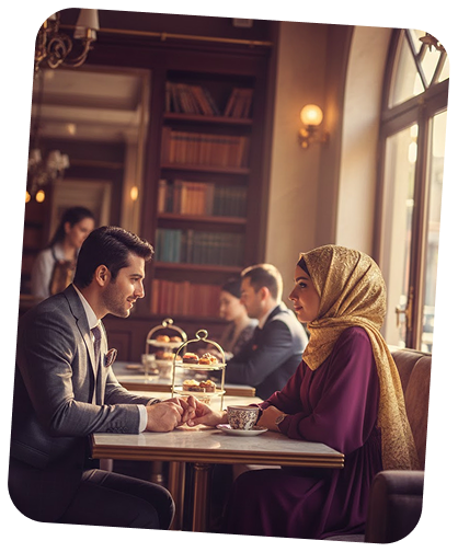 Muslim couple connecting